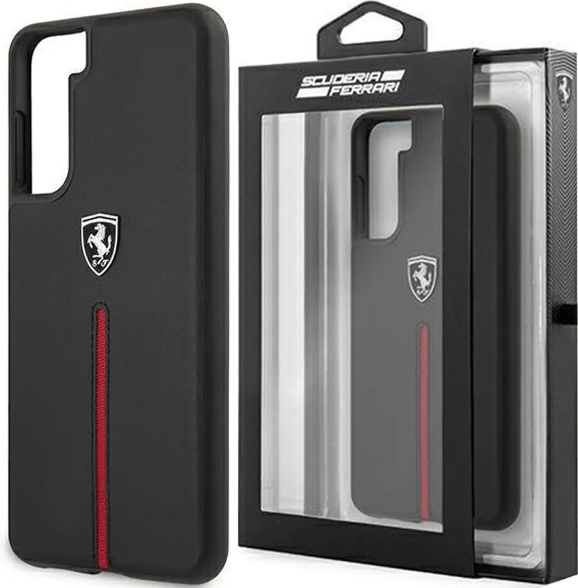 Ferrari Samsung Galaxy S21+ Hoesje - Effen Zwart Leer