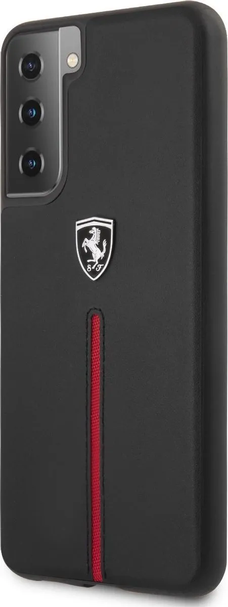Ferrari Samsung Galaxy S21+ Hoesje - Effen Zwart Leer