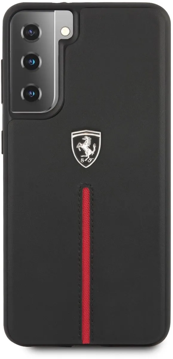 Ferrari Samsung Galaxy S21+ Hoesje - Effen Zwart Leer