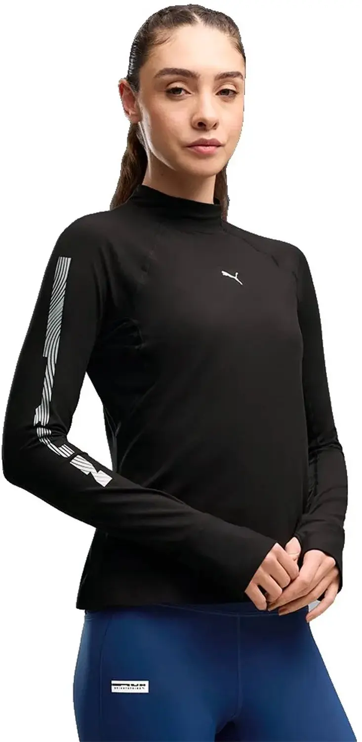 Puma Brightstride Cloudspun T-shirt Met Lange Mouwen Zwart XS Vrouw