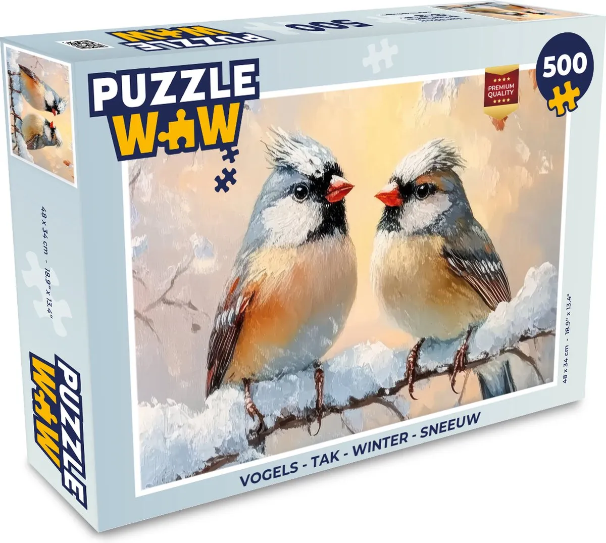 PuzzleWow Vogels in de Sneeuw Legpuzzel 500 Stuks