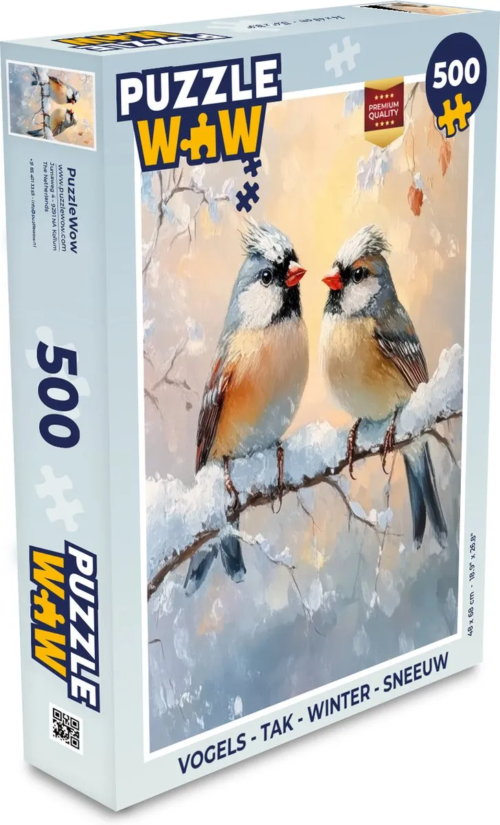PuzzleWow Vogels in de Sneeuw Legpuzzel 500 Stuks - 8721166929654