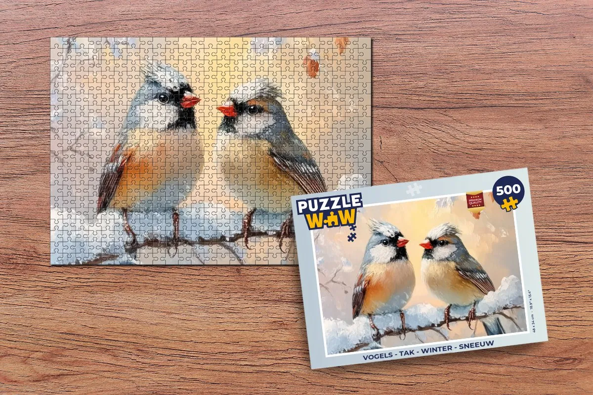PuzzleWow Vogels in de Sneeuw Legpuzzel 500 Stuks - 8721166929654