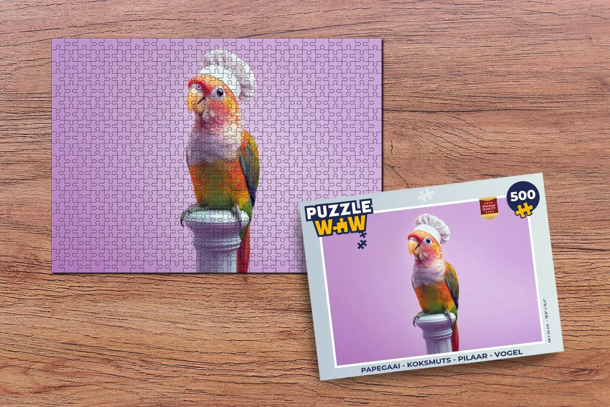 PuzzleWow Papegaai Koksmuts Puzzel 500 Stuks - Paars