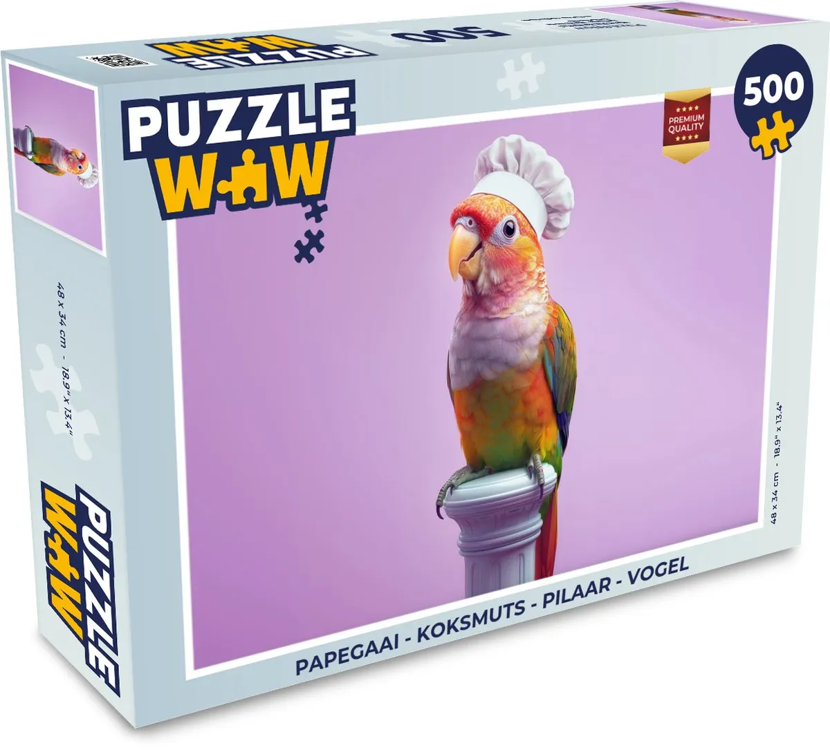 PuzzleWow Papegaai Koksmuts Puzzel 500 Stuks - Paars