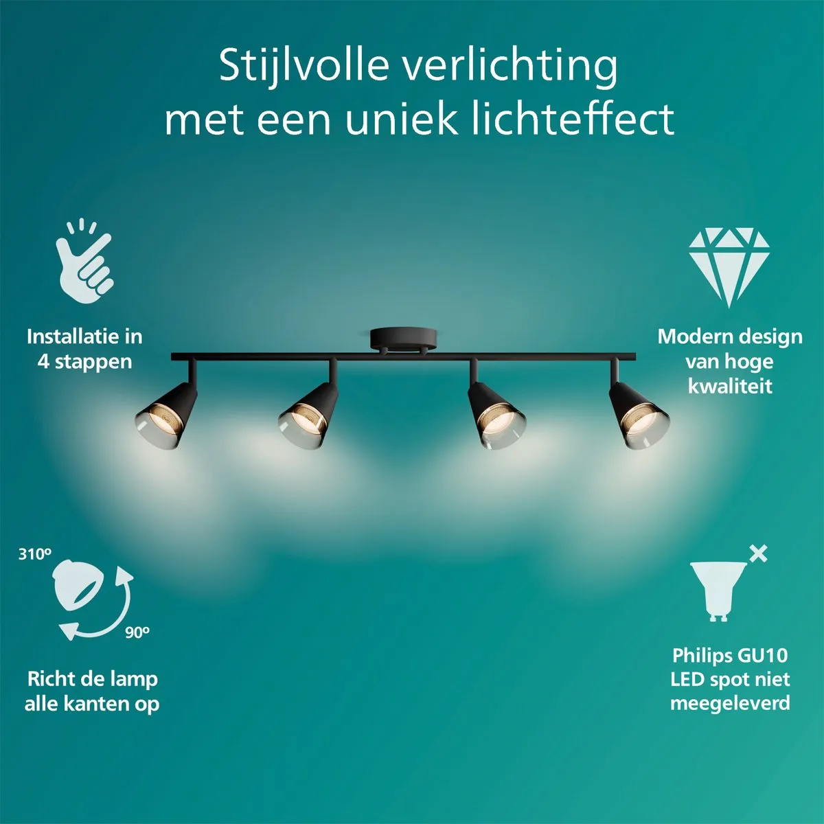 Philips Cleft Spot Plafondspot 3x5W - Zwart