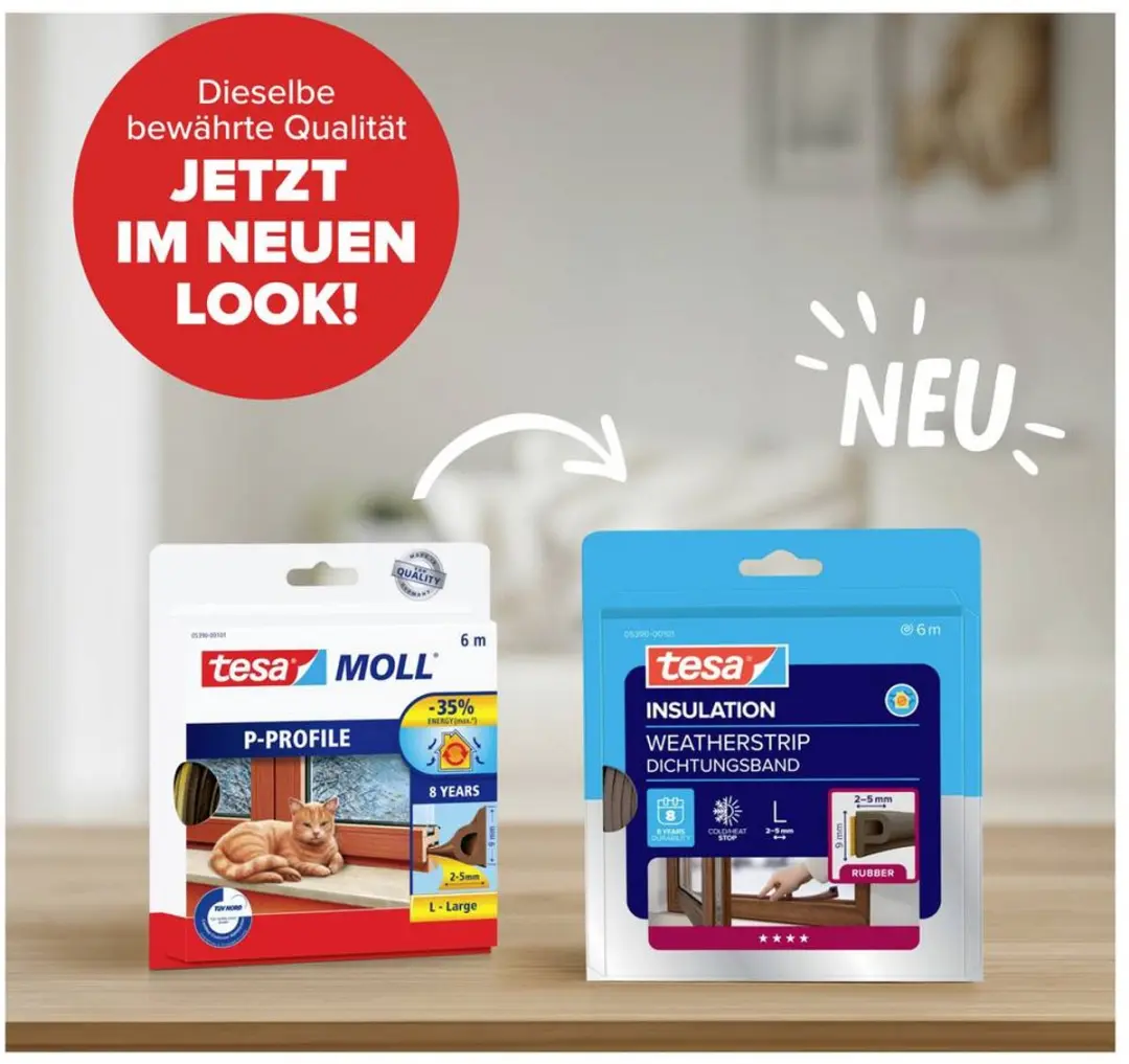 Tesa tesamoll Afdichtingstape P-PROFILE 05390-00101-00 - 6m x 9mm - Bruin - afbeelding 4 van 6