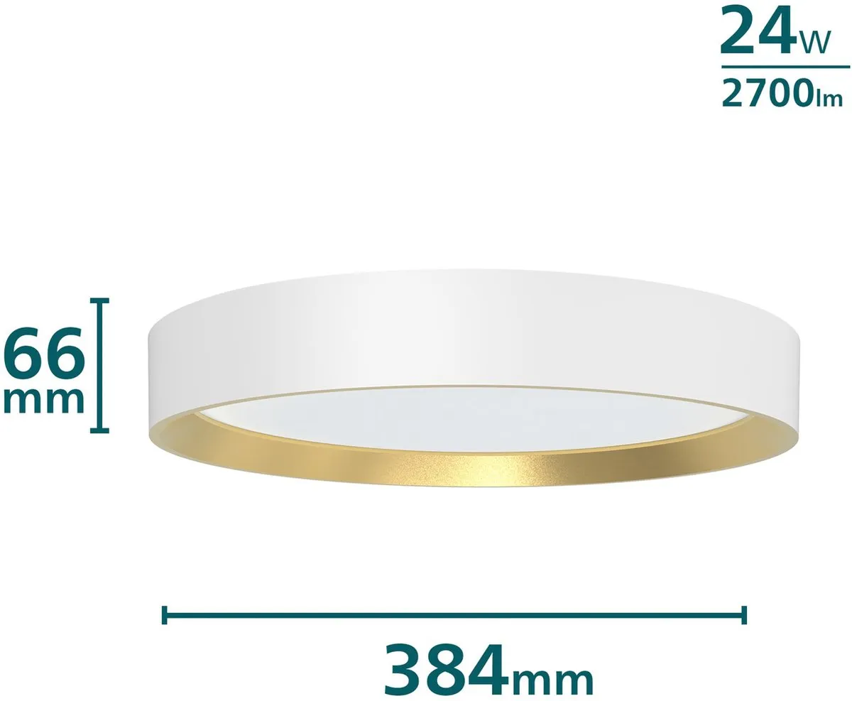 Philips Hanno Plafondlamp 24W - Warmwit - Ø38cm - Wit/Goud