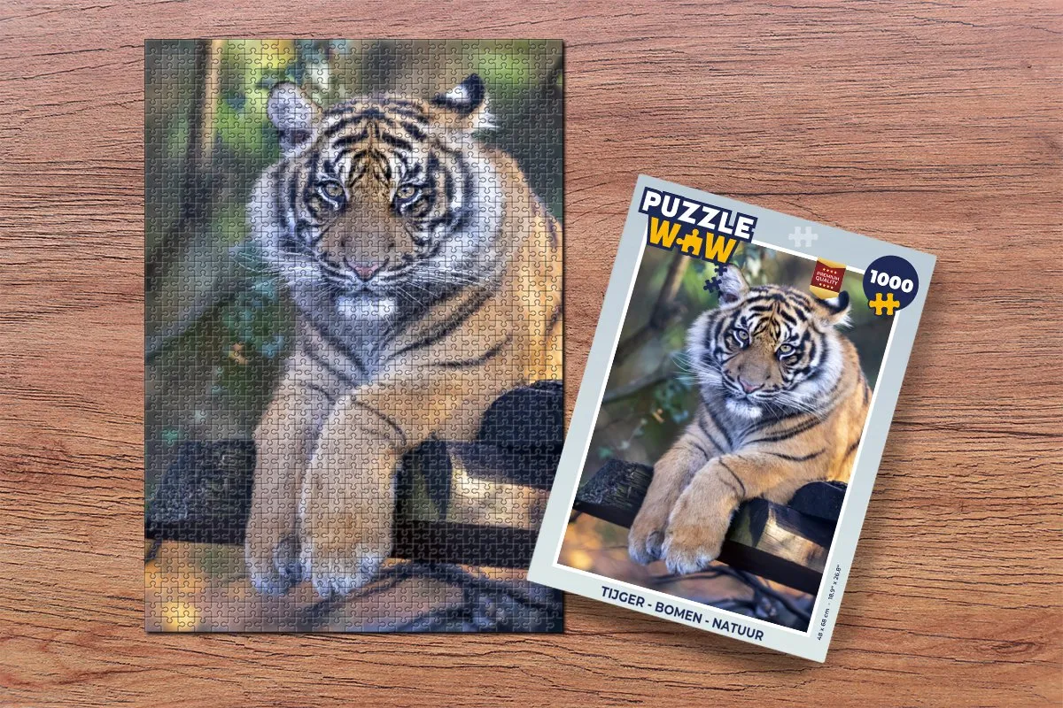 PuzzleWow Tijger Bomen Natuur Legpuzzel 1000 Stuks - Multicolor