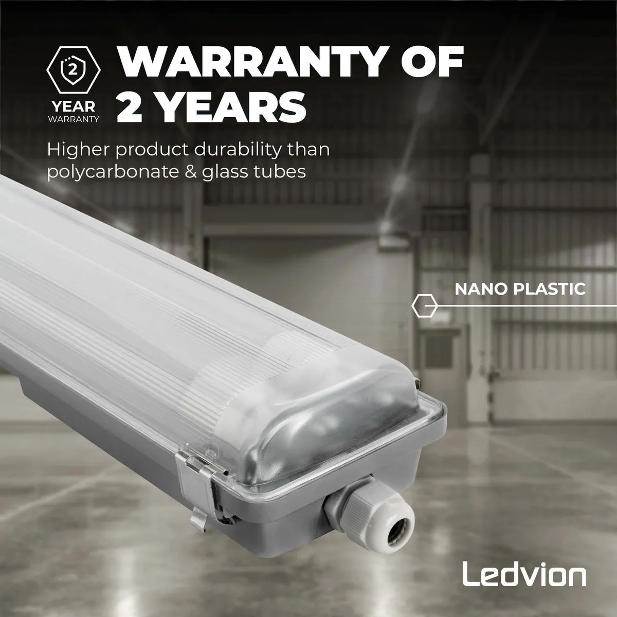 Ledvion LED TL Armatuur 60cm 2x7W 4000K - Grijs - afbeelding 3 van 6