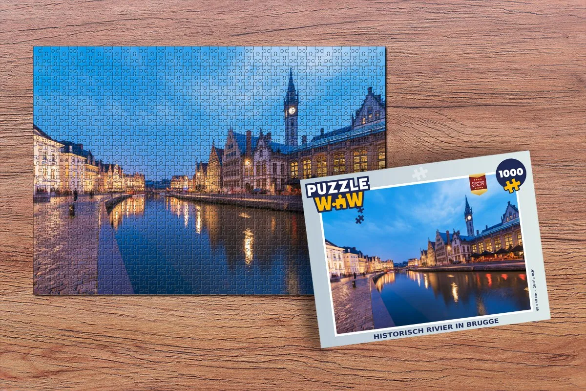 PuzzleWow Historisch Rivier in Gent Legpuzzel 1000 Stuks - Multicolor