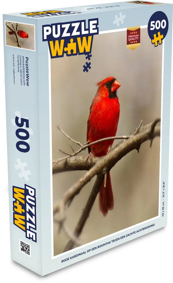 PuzzleWow Legpuzzel Rode Kardinaal 500 Stuks - Multicolor