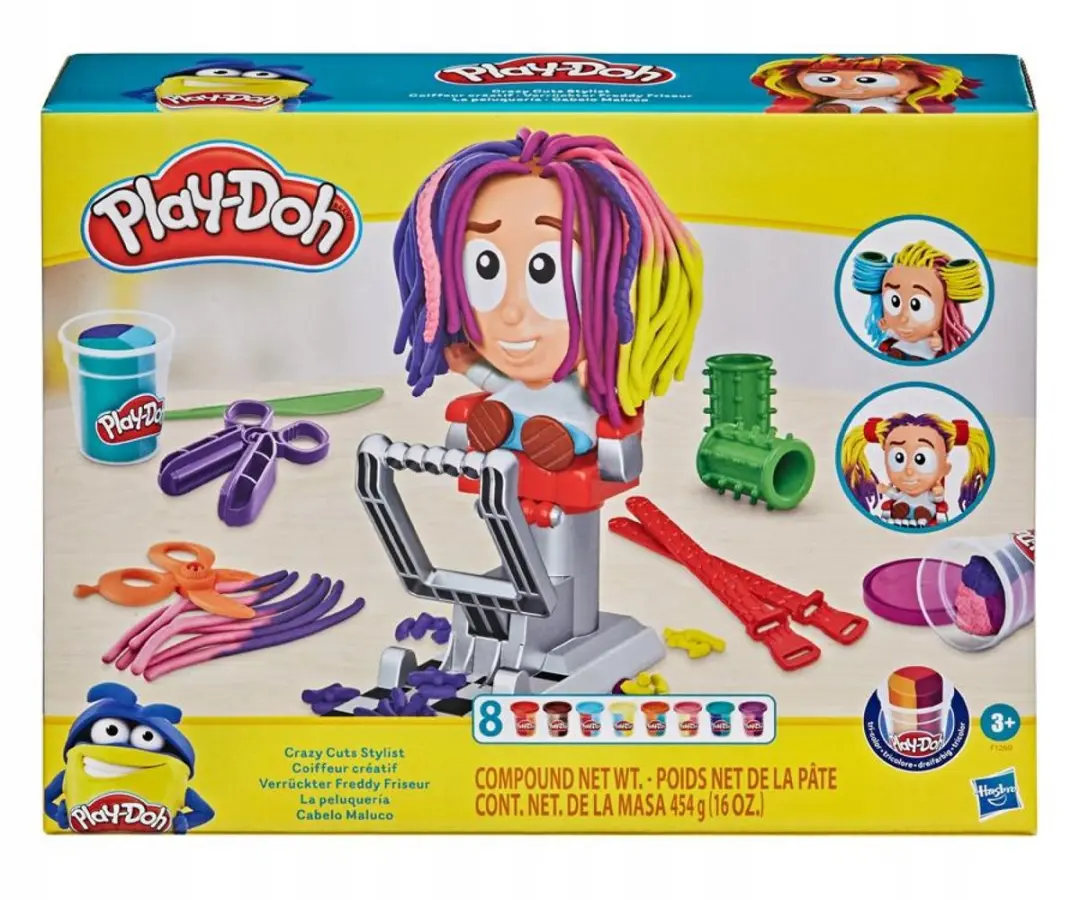 Play-Doh "Crazy Barber" set met 8 kleuren en accessoires