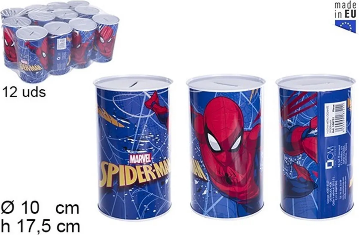 Marvel Spiderman Spaarpot Metaal - 10x17cm - Kleurenmix
