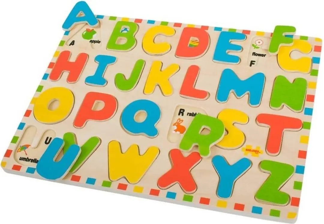 BigJigs houten puzzel alfabet hoofdletters educatief speelgoed.