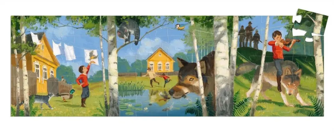 Djeco Silhouetpuzzel Peter and the Wolf - 10 Stuks - Multicolor - afbeelding 2 van 2