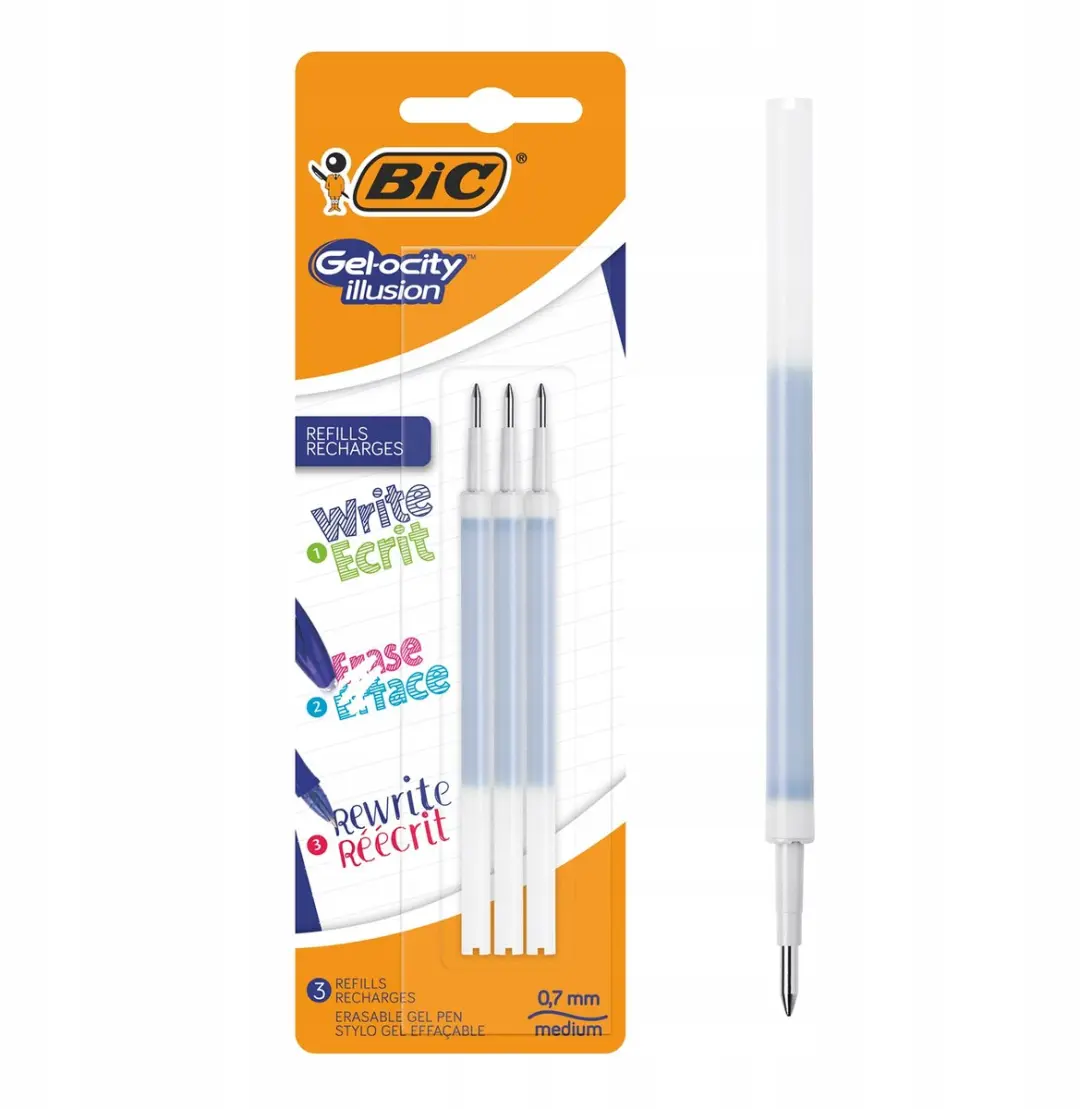 BIC Gel-ocity Illusion Gelpen Inkt, Blauw, 3 Stuks, 0.7mm