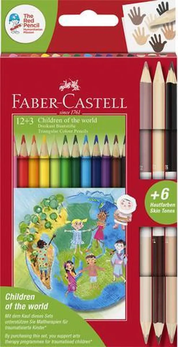 Kleurpotloden Faber-Castell driekant, "Children of The World" in kartonnen etui