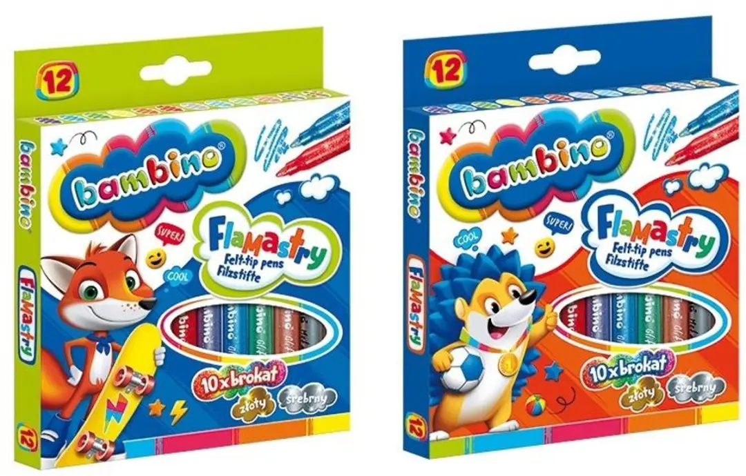 Bambino Glitter Stiften - 12 Kleuren Multicolor