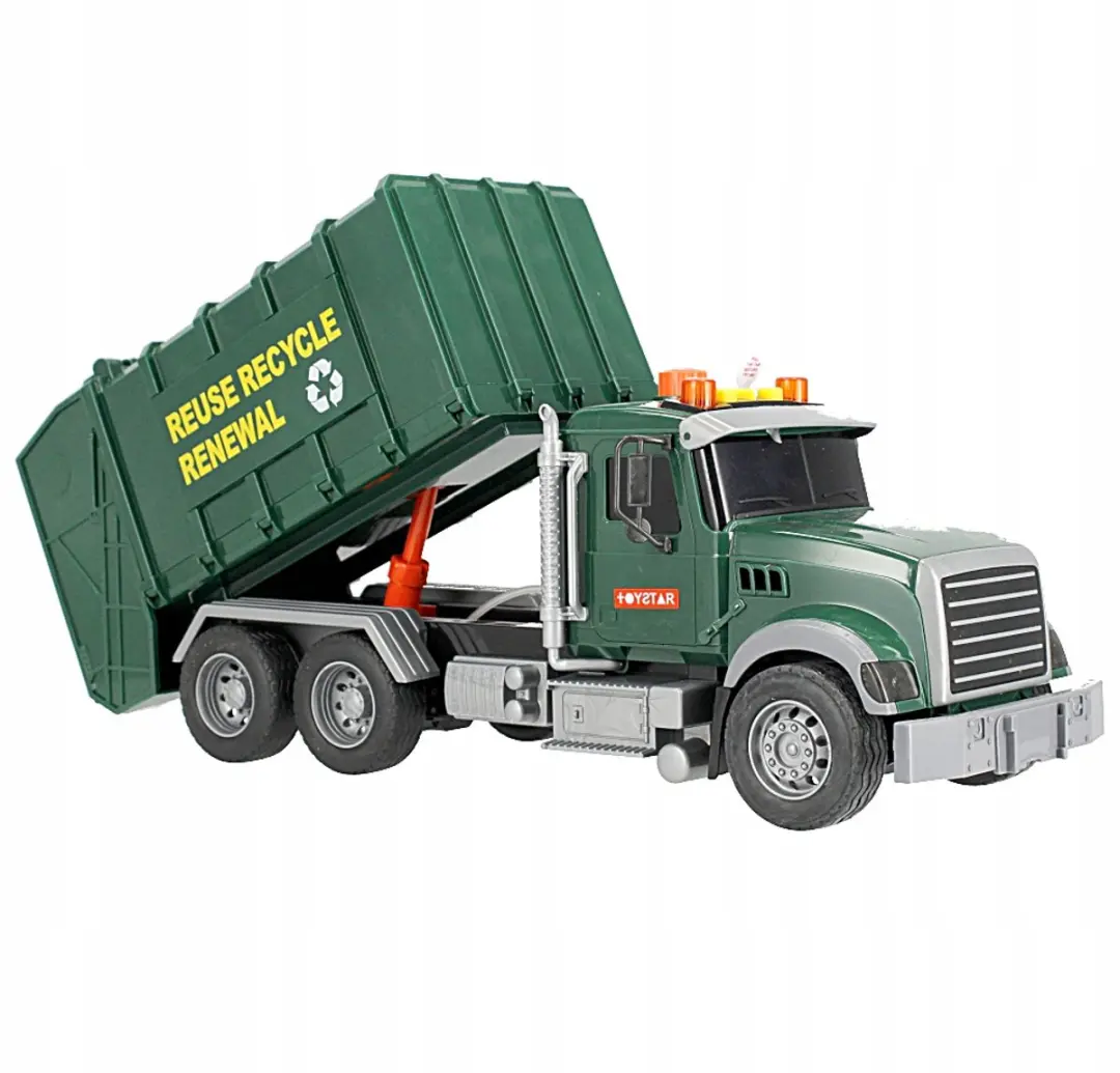 Speelgoed Vuilniswagen met Beweegbare Container en Geluid/Licht