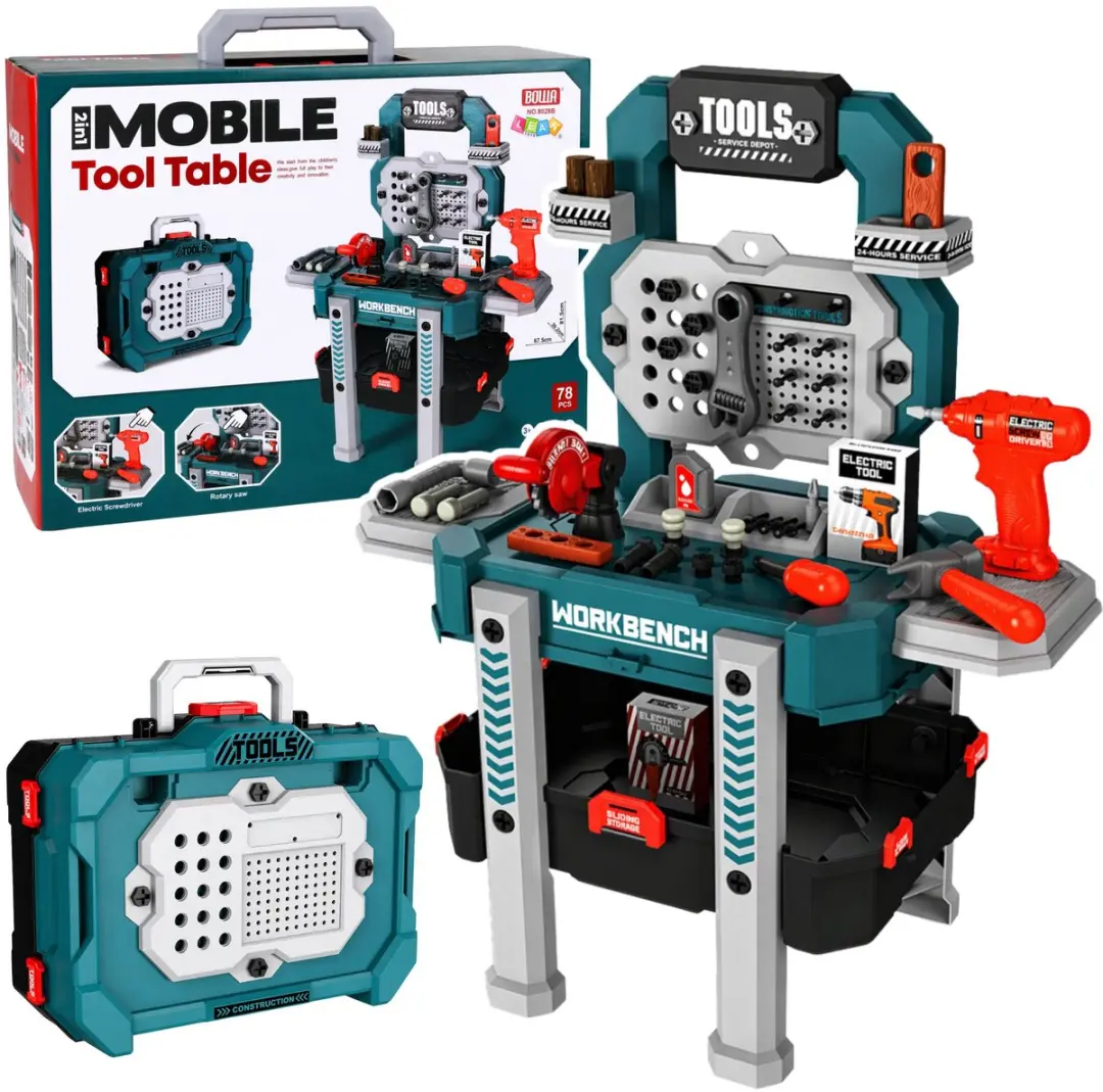 Lean Toys DIY Set 2-in-1 gereedschapstafel 78-delig