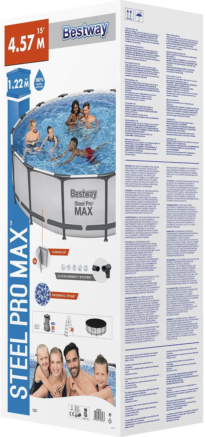 Bestway Steel Pro Max 457 Zwembadset - 16.020L - Grijs - afbeelding 4 van 6