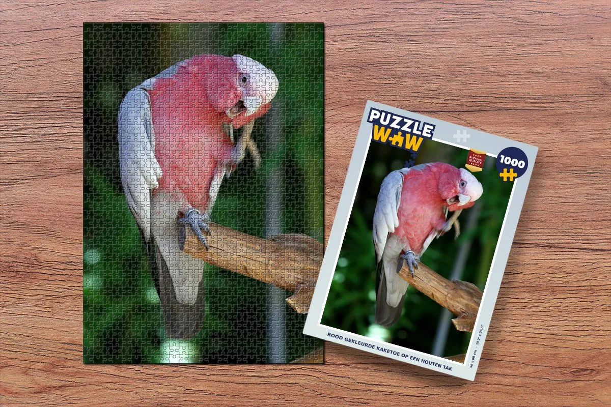 PuzzleWow Legpuzzel Rood gekleurde kaketoe 1000 Stuks