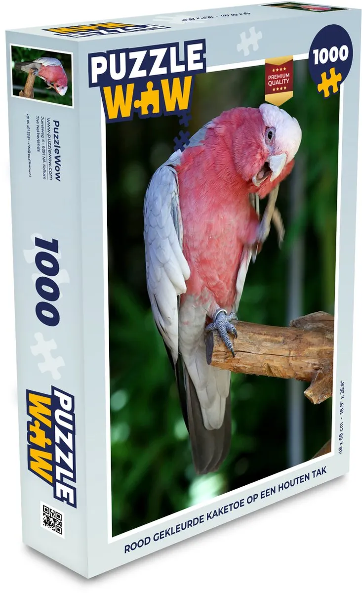PuzzleWow Legpuzzel Rood gekleurde kaketoe 1000 Stuks - Multicolor