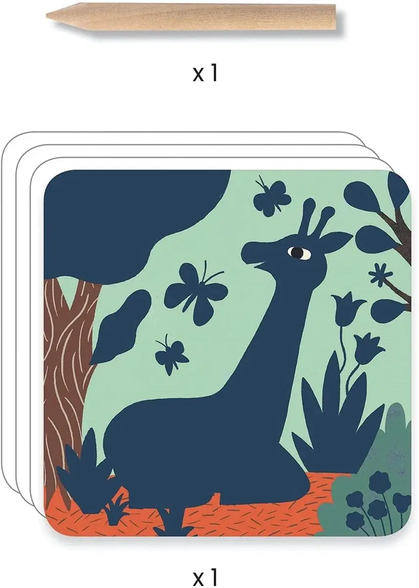 Djeco Kraskaarten Grote Dieren Knutselpakket - Meerkleurig