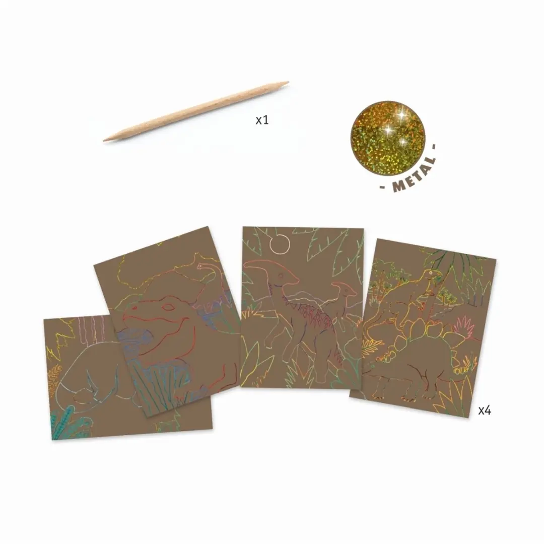 Djeco Scratch Knutselset Dino's - Multicolor