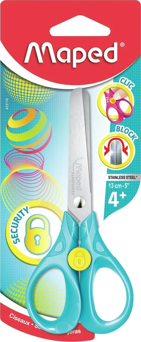 Maped 473110 Knutselschaar Rechte knip Roestvrijstaal, Turkoois, Geel buro- & kn