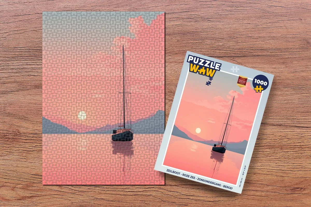 PuzzleWow Legpuzzel Zeilboot Roze - 1000 Stuks