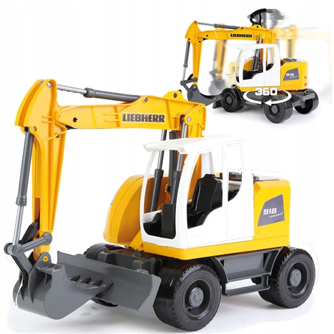 Lena WORXX Liebherr 48cm Koparka - Geel/Zwart/Wit - afbeelding 4 van 5