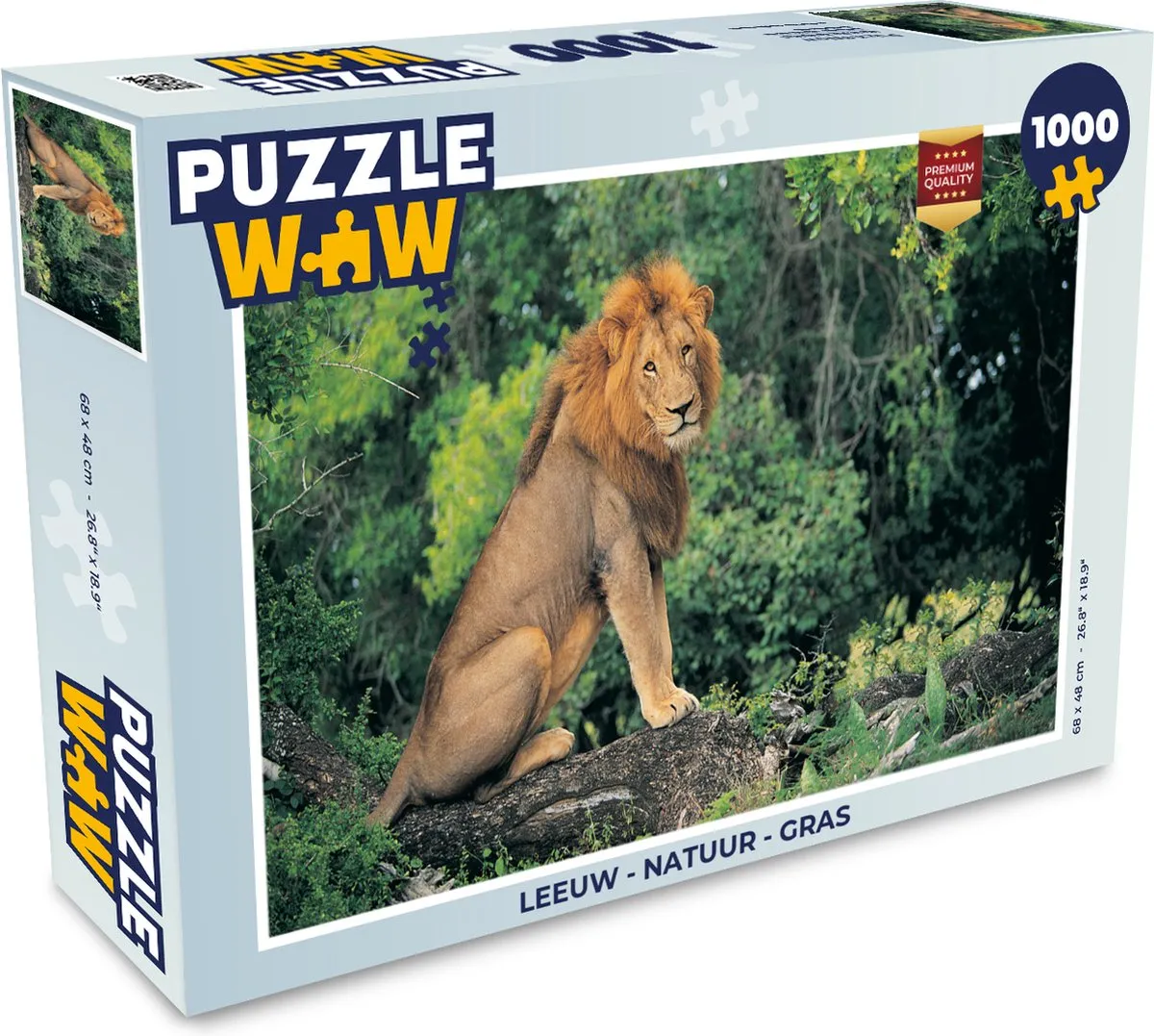 PuzzleWow Leeuw Natuur Gras Legpuzzel 1000 Stuks
