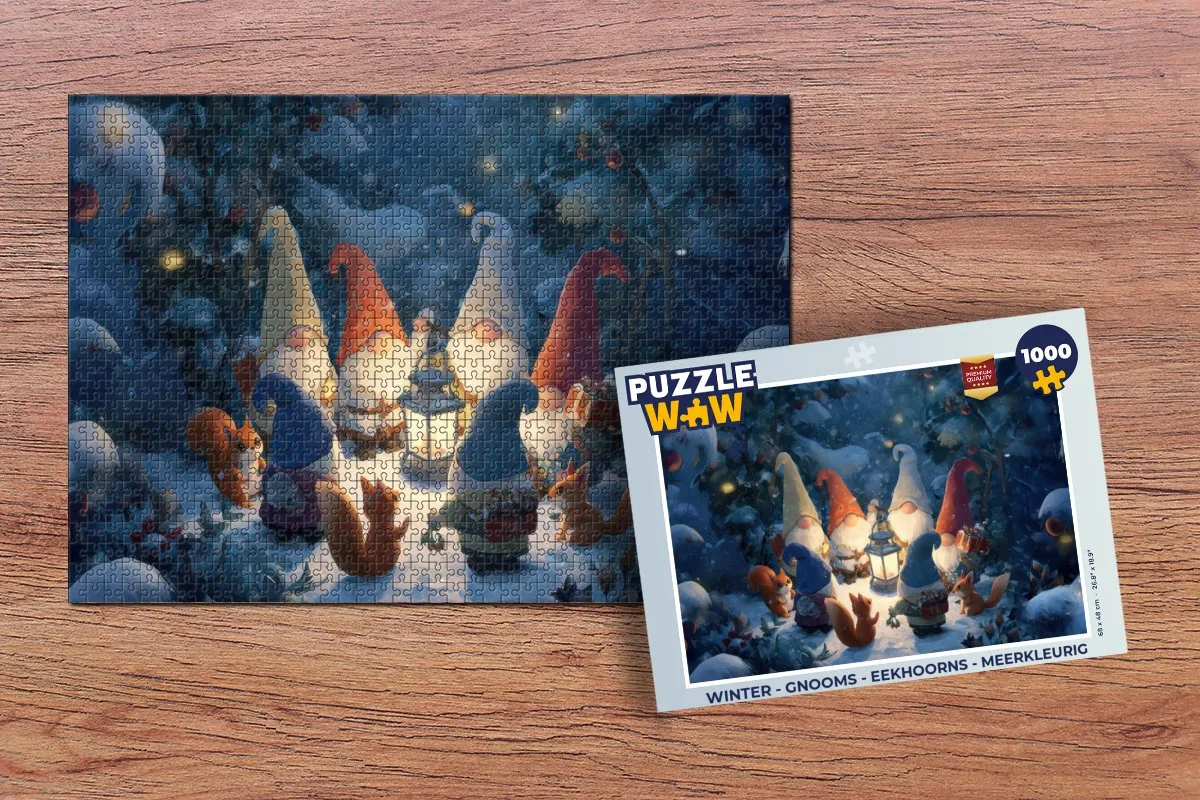 PuzzleWow Winter Gnooms Eekhoorns Puzzle 1000 Stuks - Meerkleurig