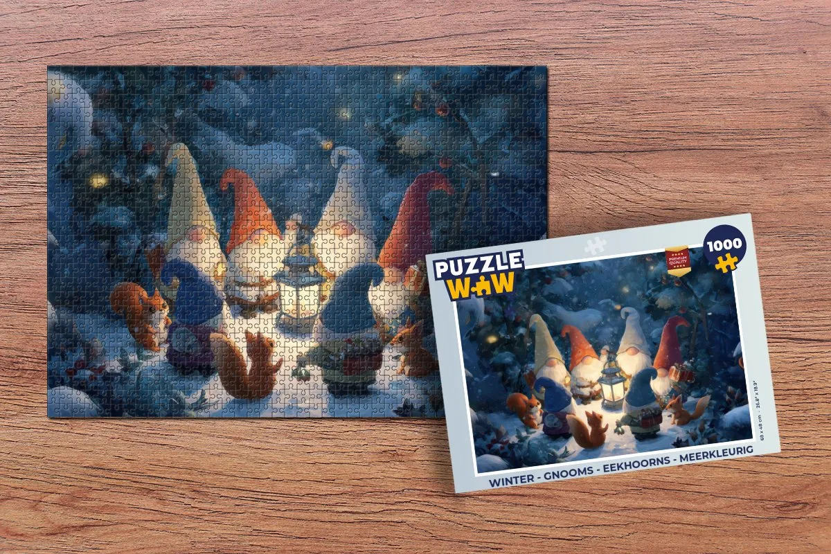 PuzzleWow Winter Gnooms Eekhoorns Puzzle 1000 Stuks - Meerkleurig