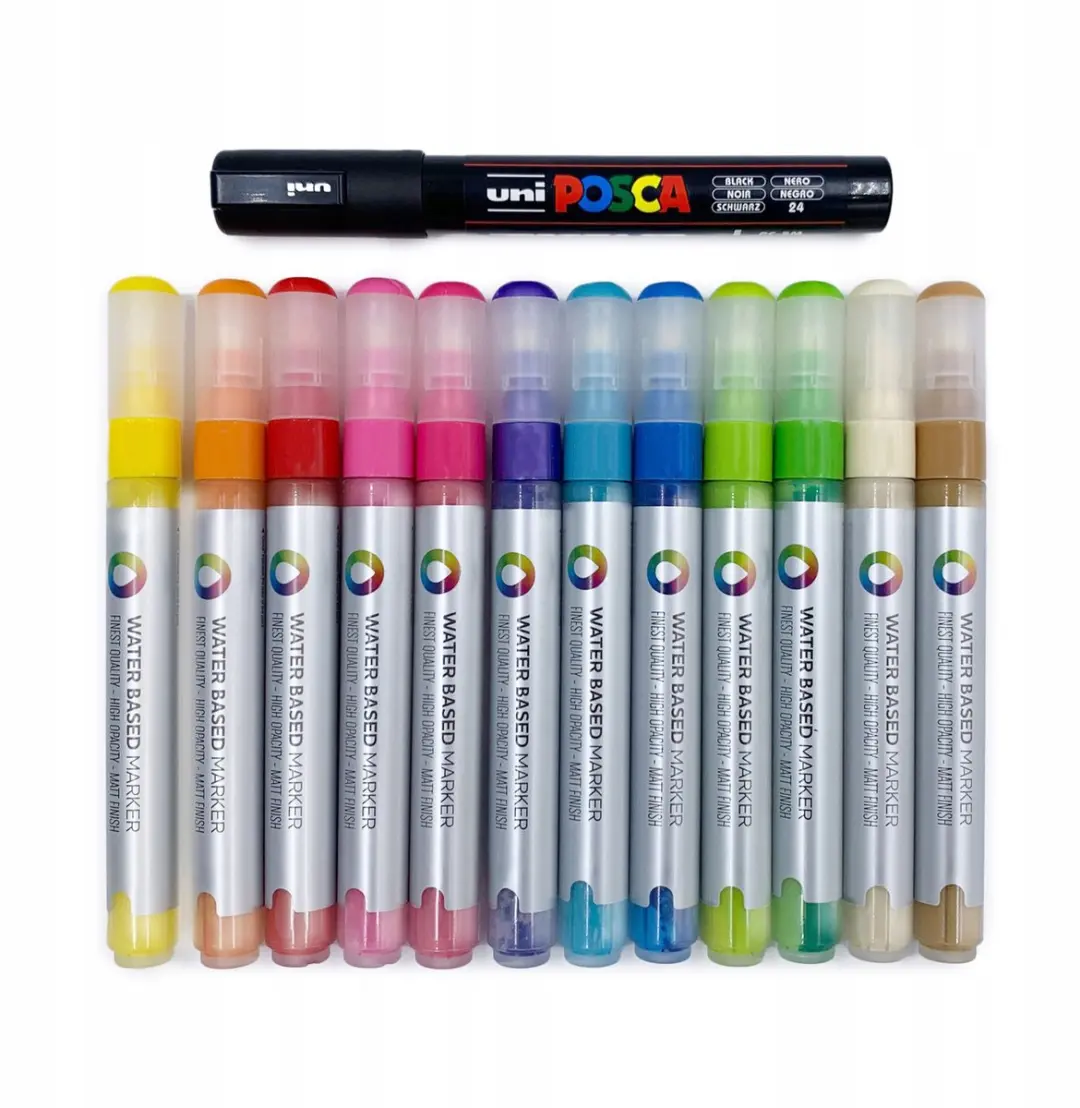 MTN & Posca Markersset: 12x 3 mm + 1x PC-5M, acryl