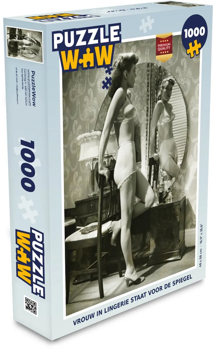 PuzzleWow Legpuzzel Vrouw voor spiegel 1000 Stuks