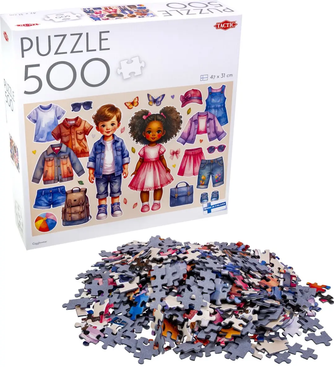 Tactic Puzzel 500 Stukjes - Vrolijke Illustratie Wit
