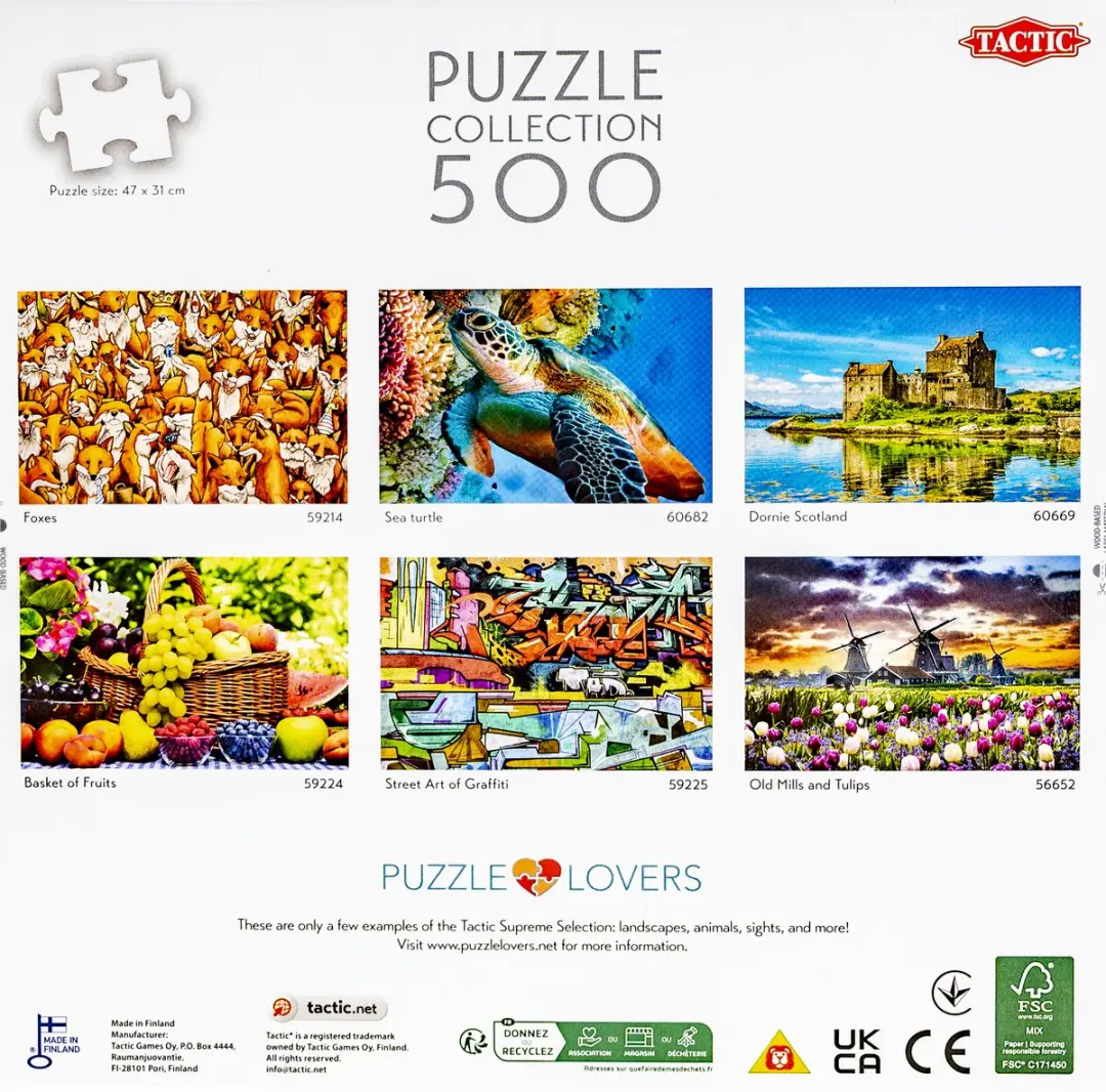 Tactic Puzzel 500 Stukjes - Vrolijke Illustratie Wit