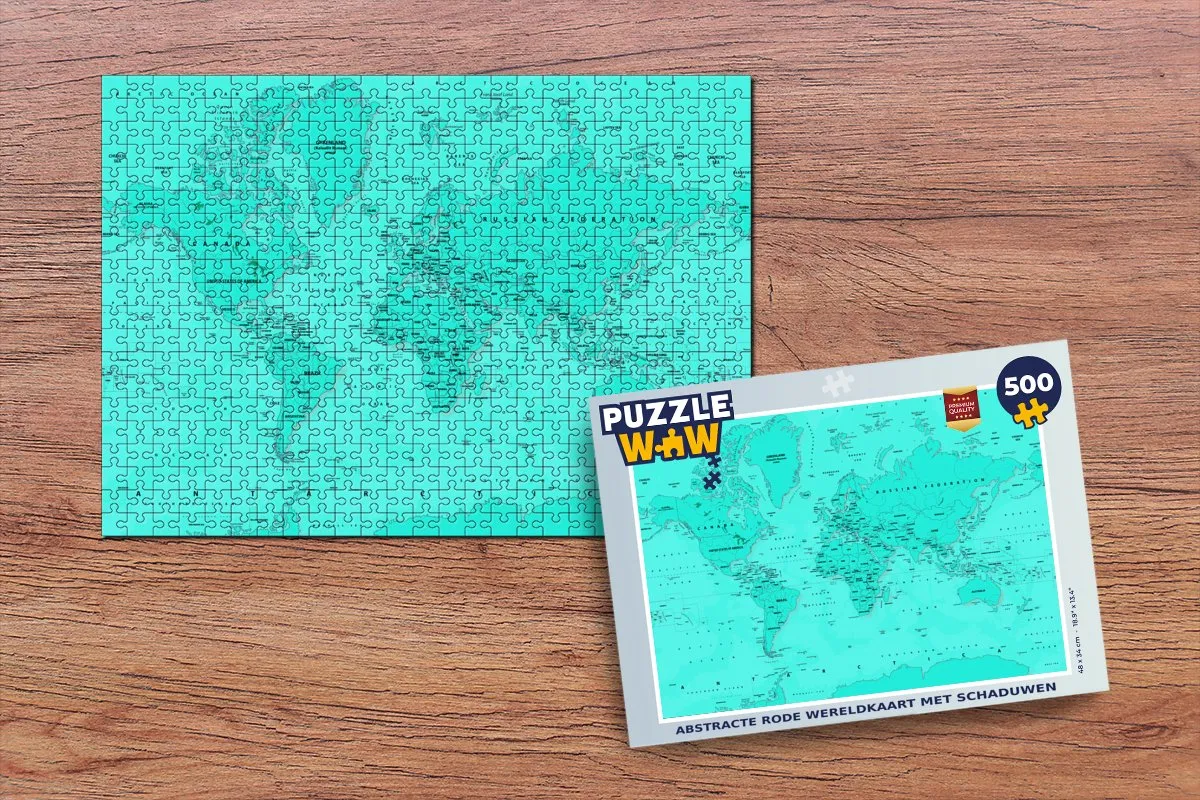 PuzzleWow Wereldkaart Legpuzzel 500 Stuks - Multicolor