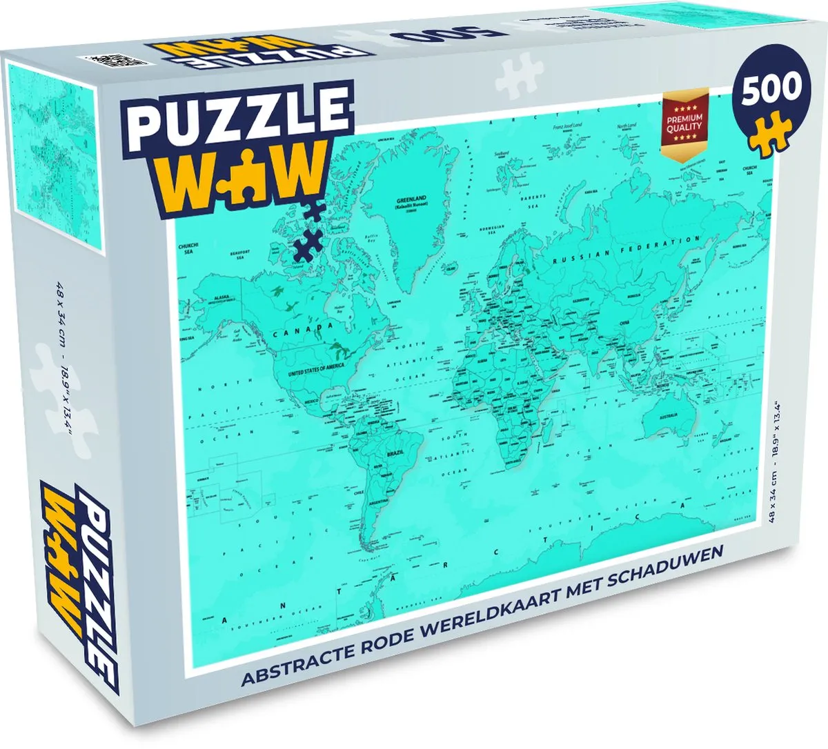 PuzzleWow Wereldkaart Legpuzzel 500 Stuks