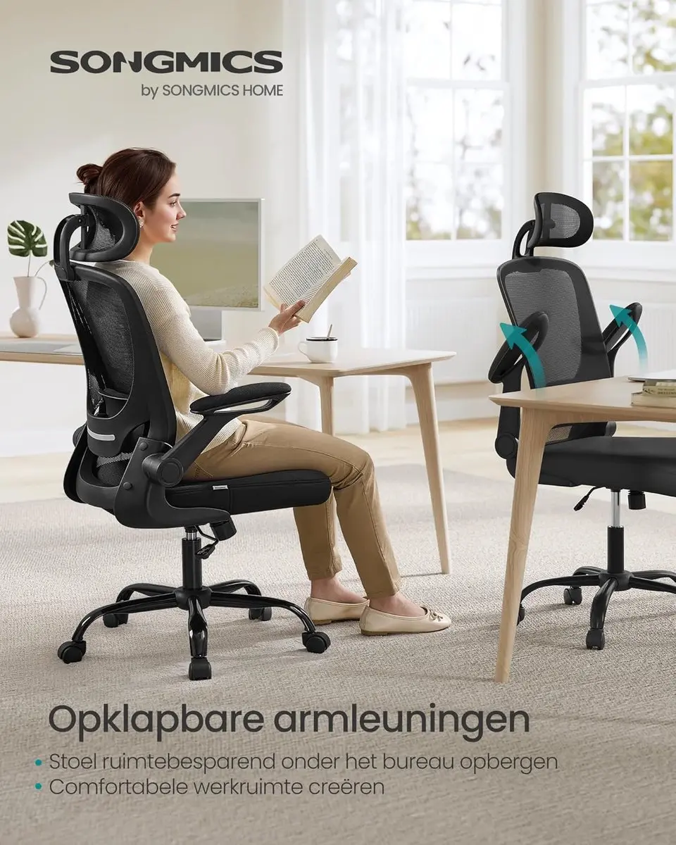 Songmics OBN047B01 Ergonomische Bureaustoel - Zwart - afbeelding 5 van 6