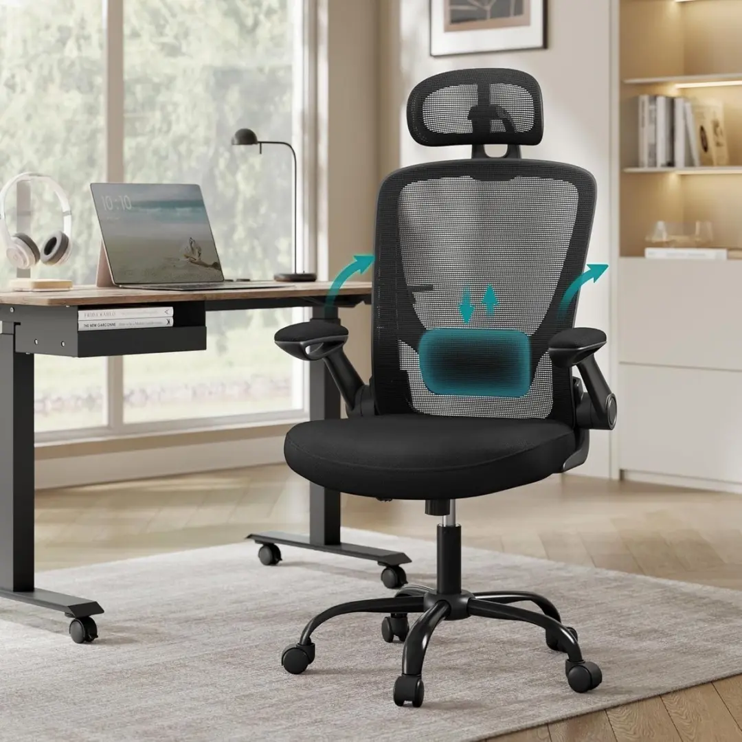 Songmics OBN047B01 Ergonomische Bureaustoel - Zwart - afbeelding 4 van 6