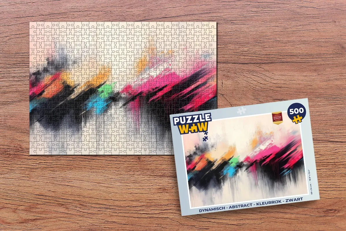 PuzzleWow Dynamisch Abstract Legpuzzel 500 Stuks - Zwart