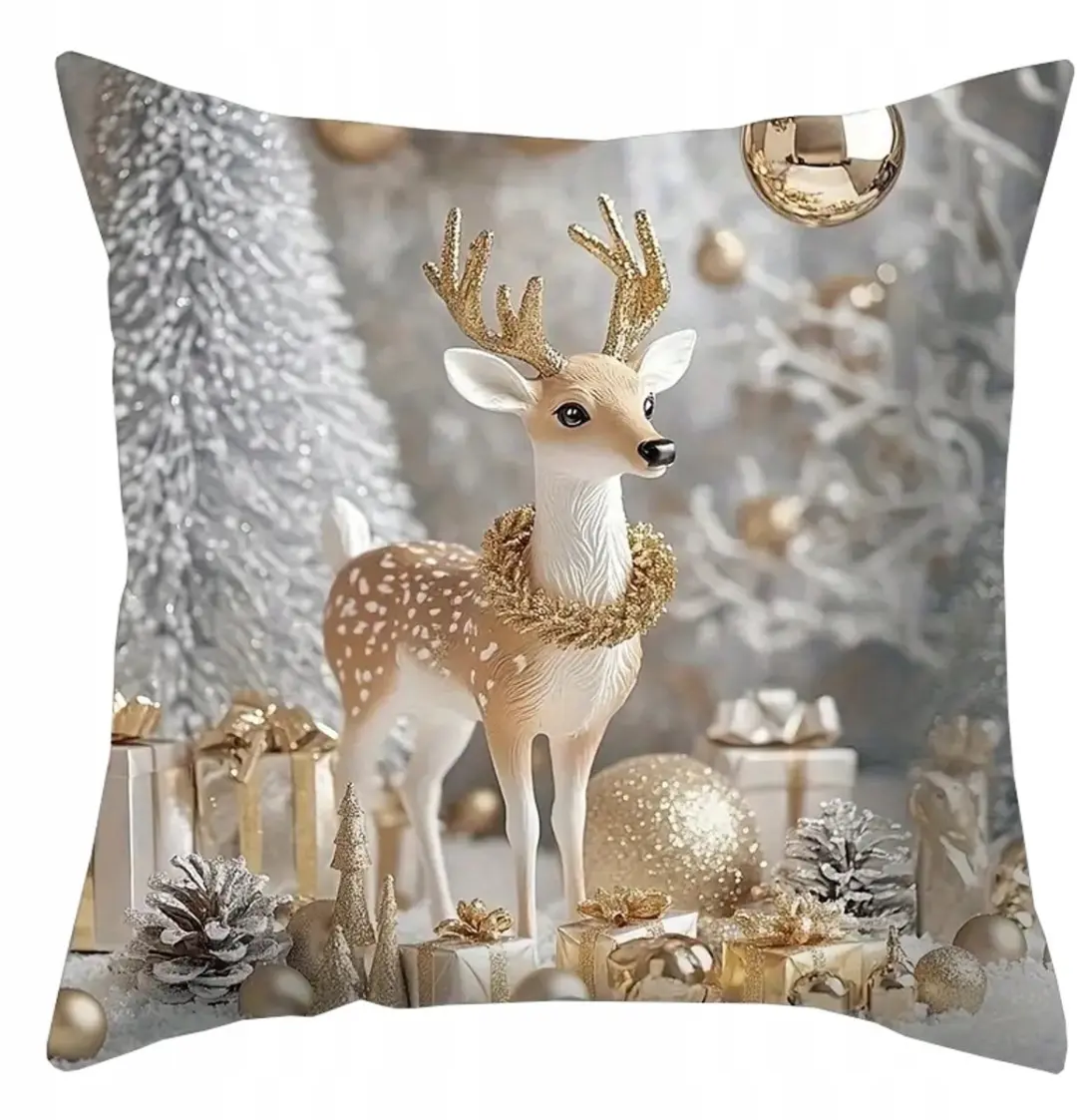 Kerst sierkussenhoes 40x40cm Fluweel 3D Effect