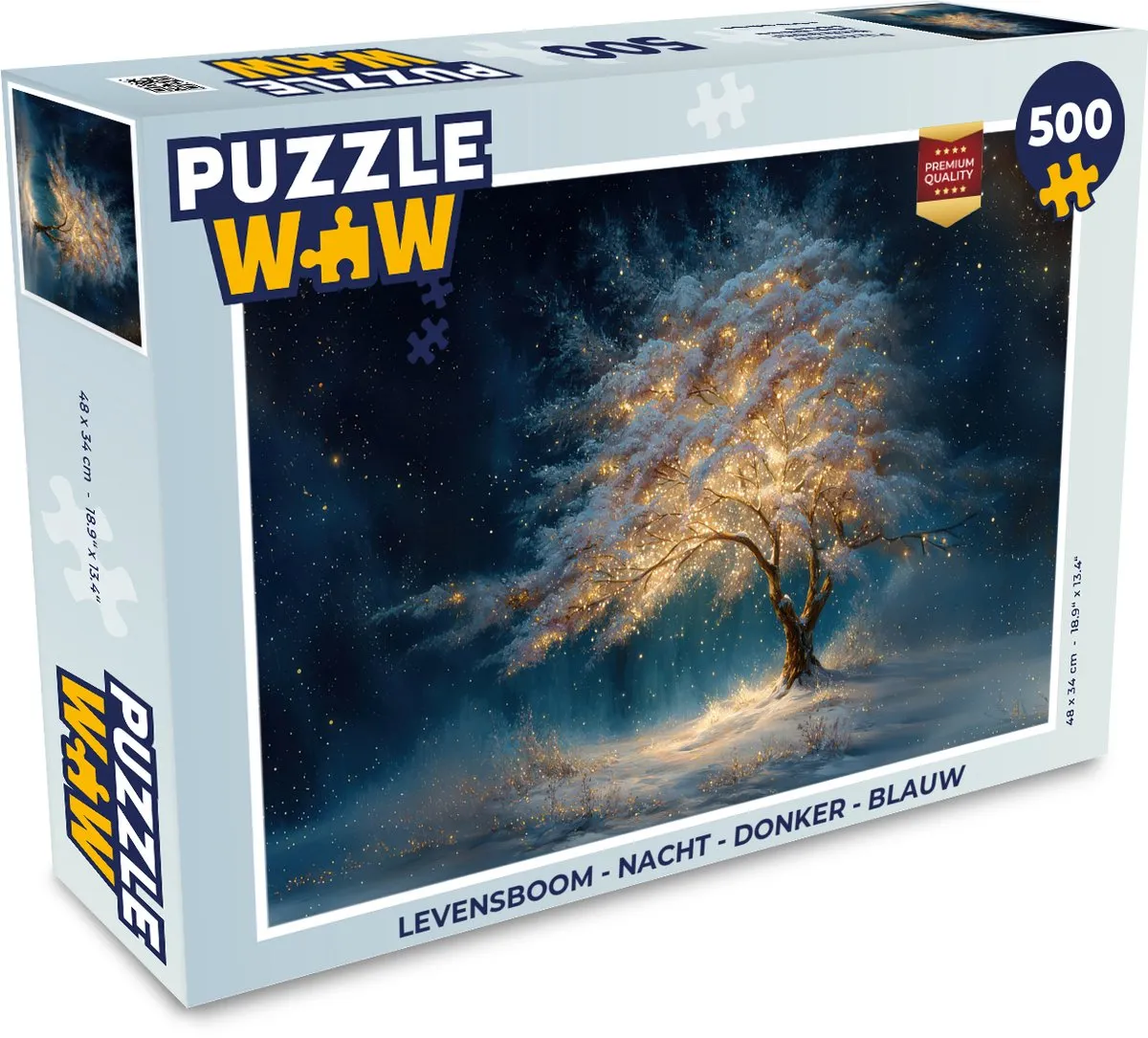 PuzzleWow Levensboom Nacht Puzzel 1000 Stuks - Blauw