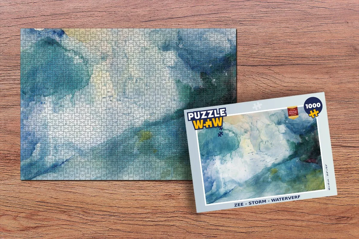 PuzzleWow Zee Storm Waterverf Legpuzzel 1000 Stuks - Multicolor