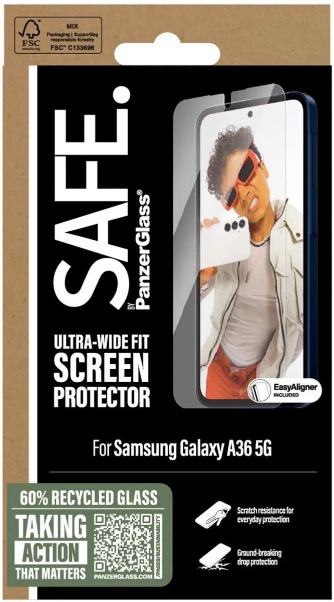PanzerGlass SAFE Ultra-Wide-Fit Screenprotector Samsung Galaxy A36