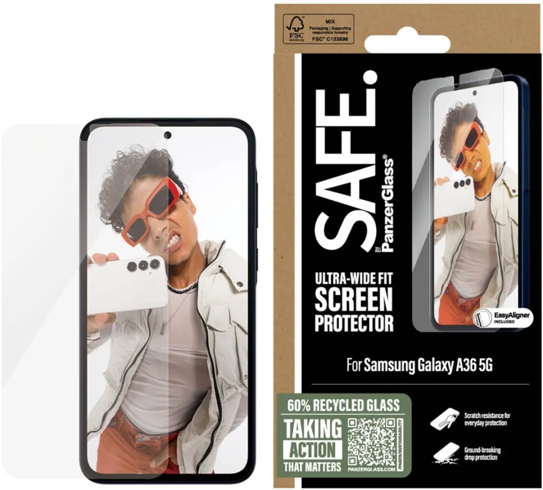 PanzerGlass SAFE Ultra-Wide-Fit Screenprotector Samsung Galaxy A36 - Glas - afbeelding 4 van 4